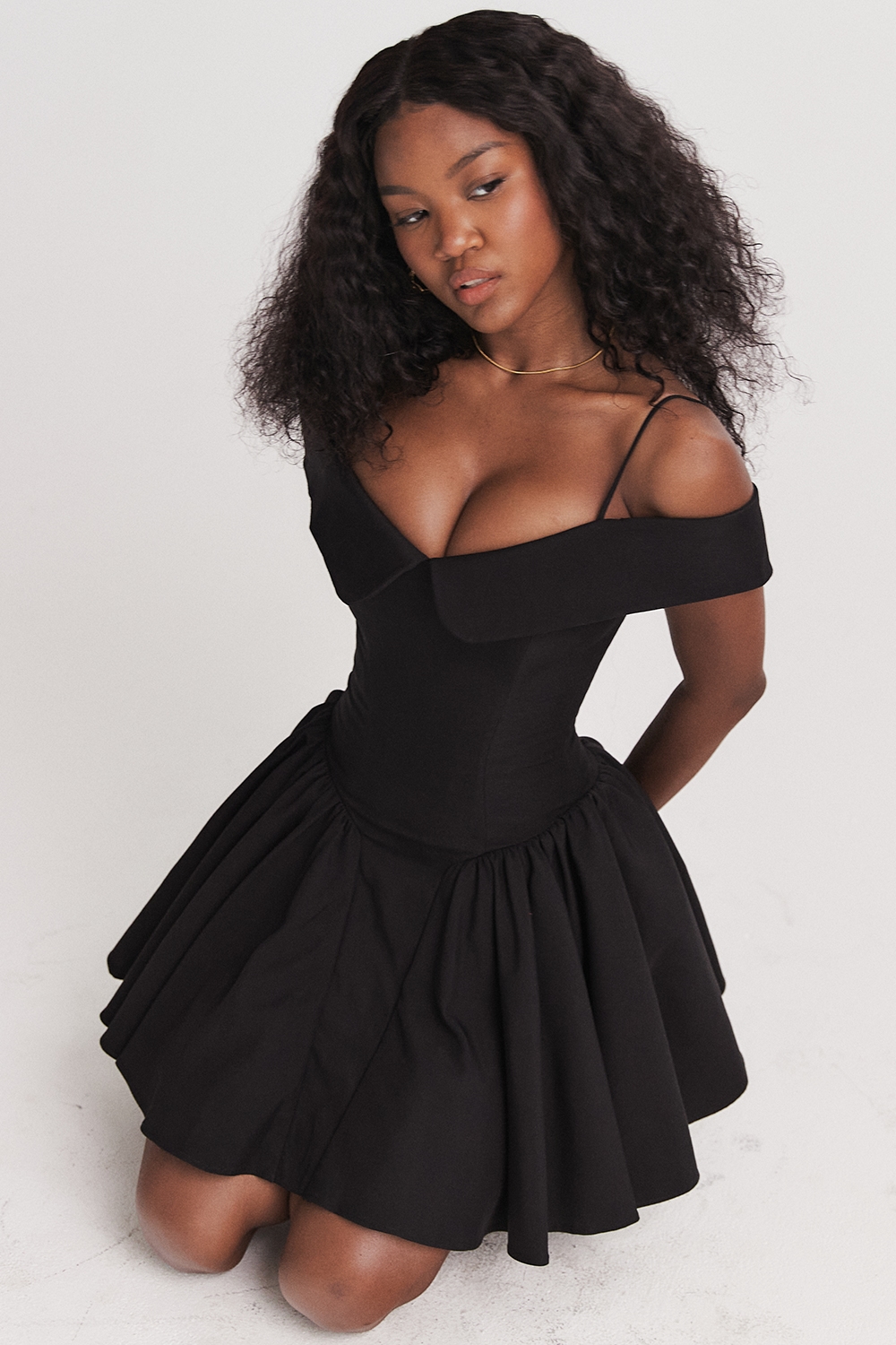 Elida  Black Off Shoulder Mini Dress — image 9