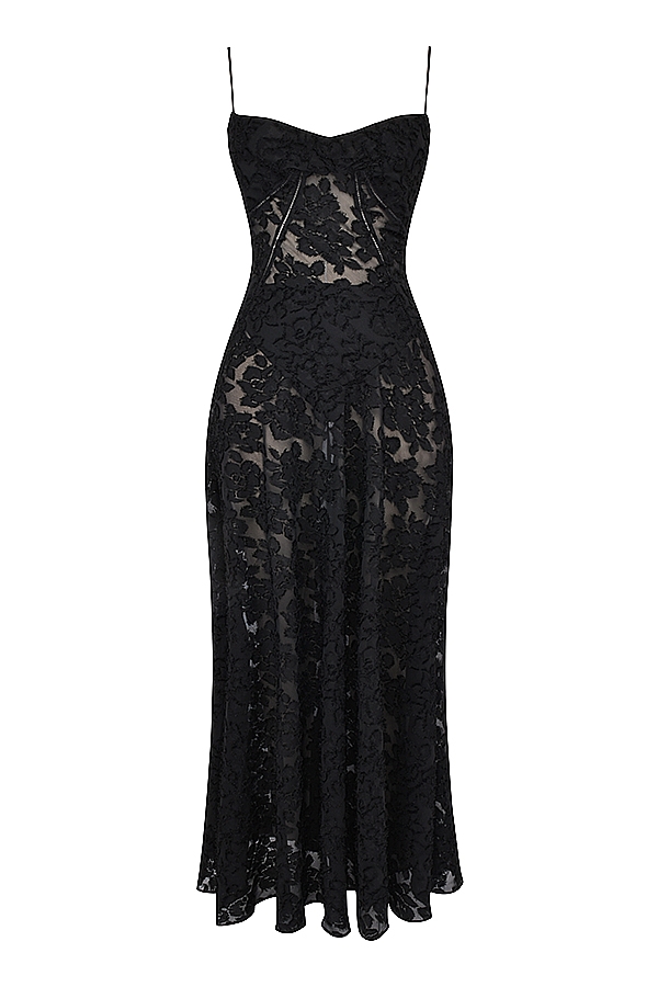 Seren  Black Floral Lace Back Maxi Dress — image 12