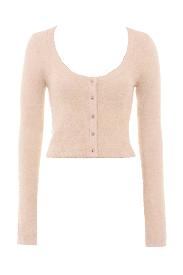 Gene  Beige Soft Fluffy Knit Cardigan — image 13
