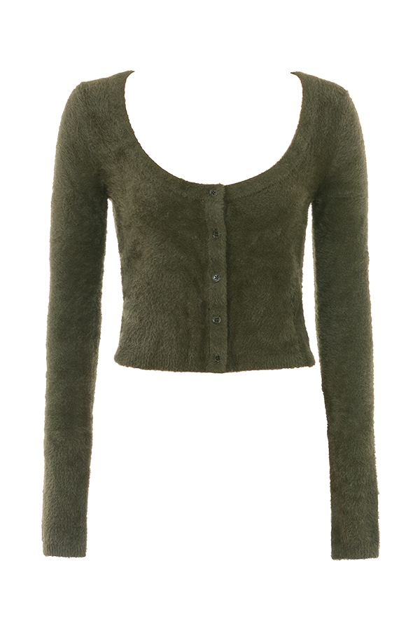 Gene  Khaki Soft Fluffy Knit Cardigan — image 14