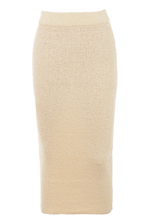 Mishka  Cream Soft Boucle Knit Midi Skirt — image 10