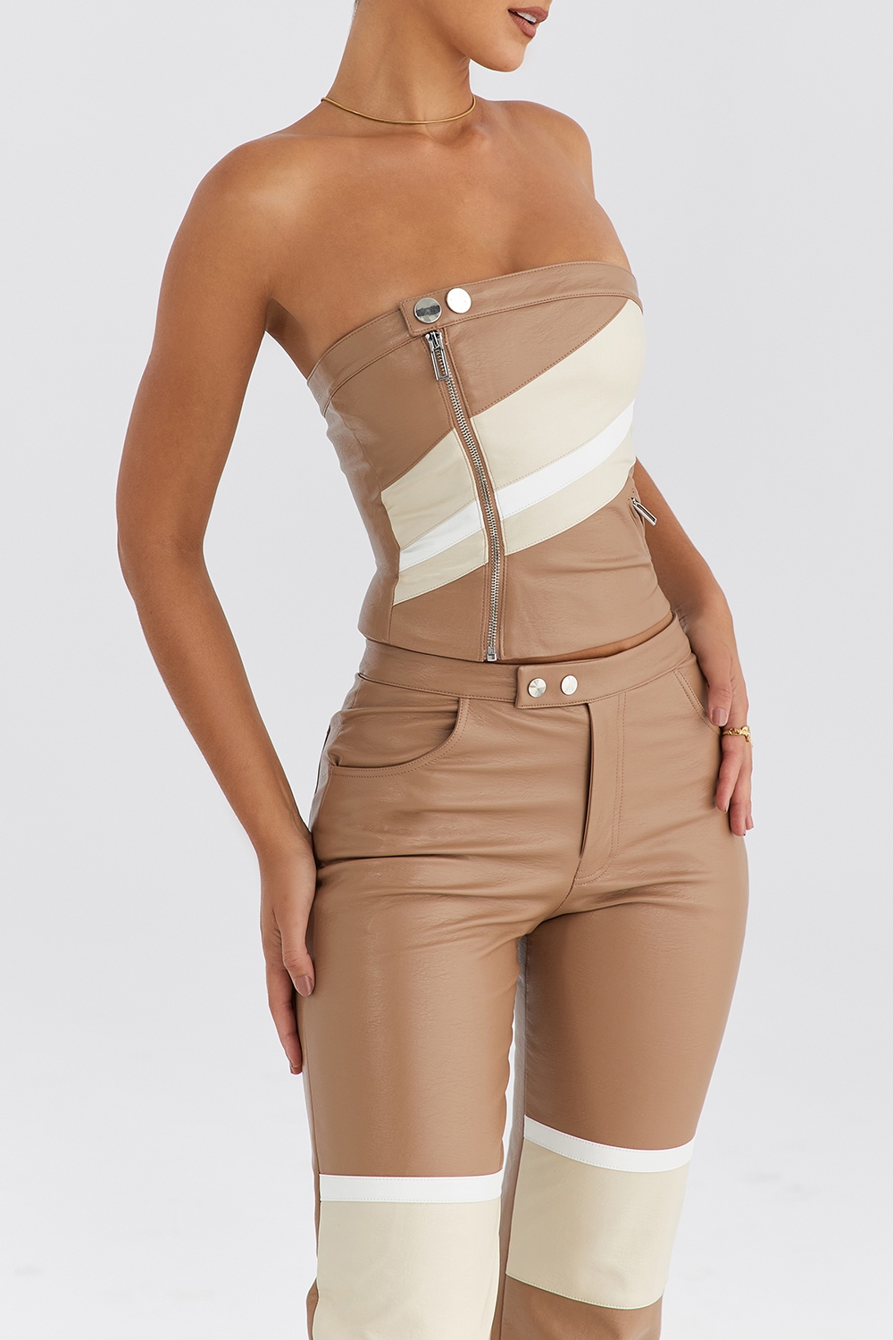Mistress Rocks Nutmeg Vegan Leather Strapless Top - SALE — image 8