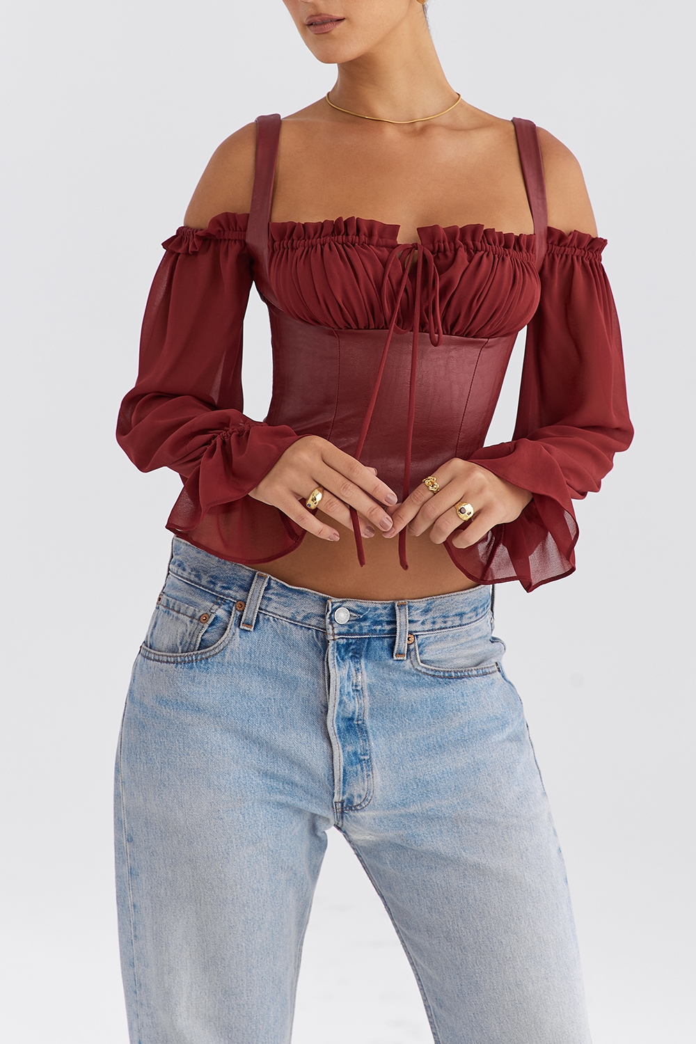 Mistress Rocks Mahogany Puff Sleeve Corset - SALE — image 3