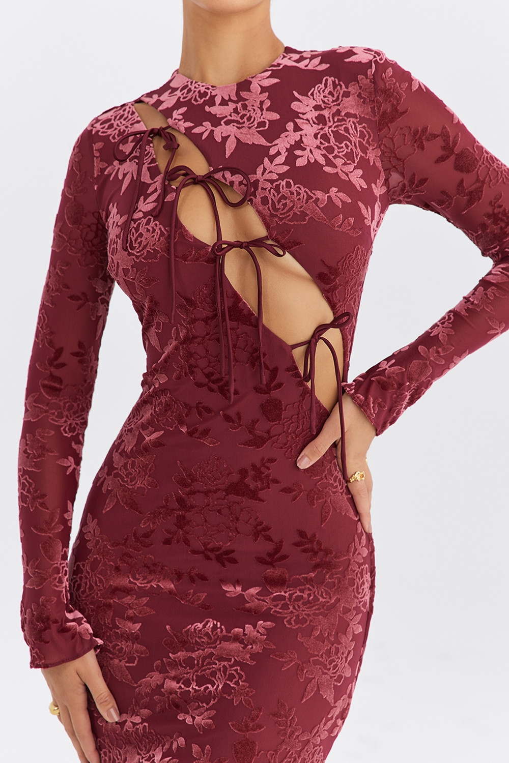 Mistress Rocks Mahogany Devore Midi Dress - SALE — image 5
