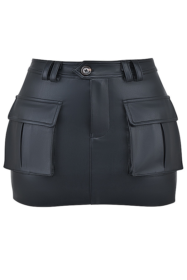 Mistress Rocks Black Vegan Leather Cargo Skirt - SALE — image 12