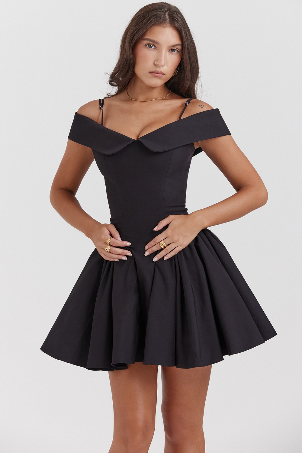 Elida  Black Off Shoulder Mini Dress — image 5