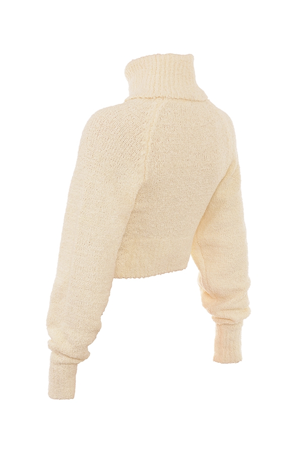 Nyala  Cream Soft Boucle Knit Cropped Sweater — image 15