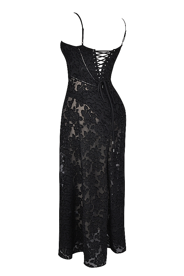 Seren  Black Floral Lace Back Maxi Dress — image 13
