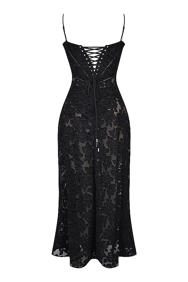 Seren  Black Floral Lace Back Maxi Dress — image 14