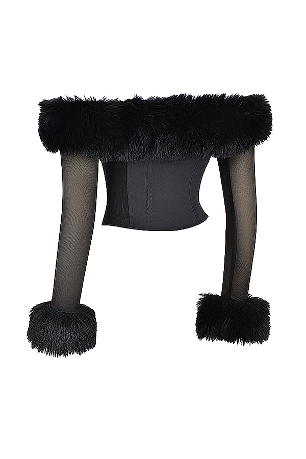 Merle  Black Faux Fur Trim Corset — image 11
