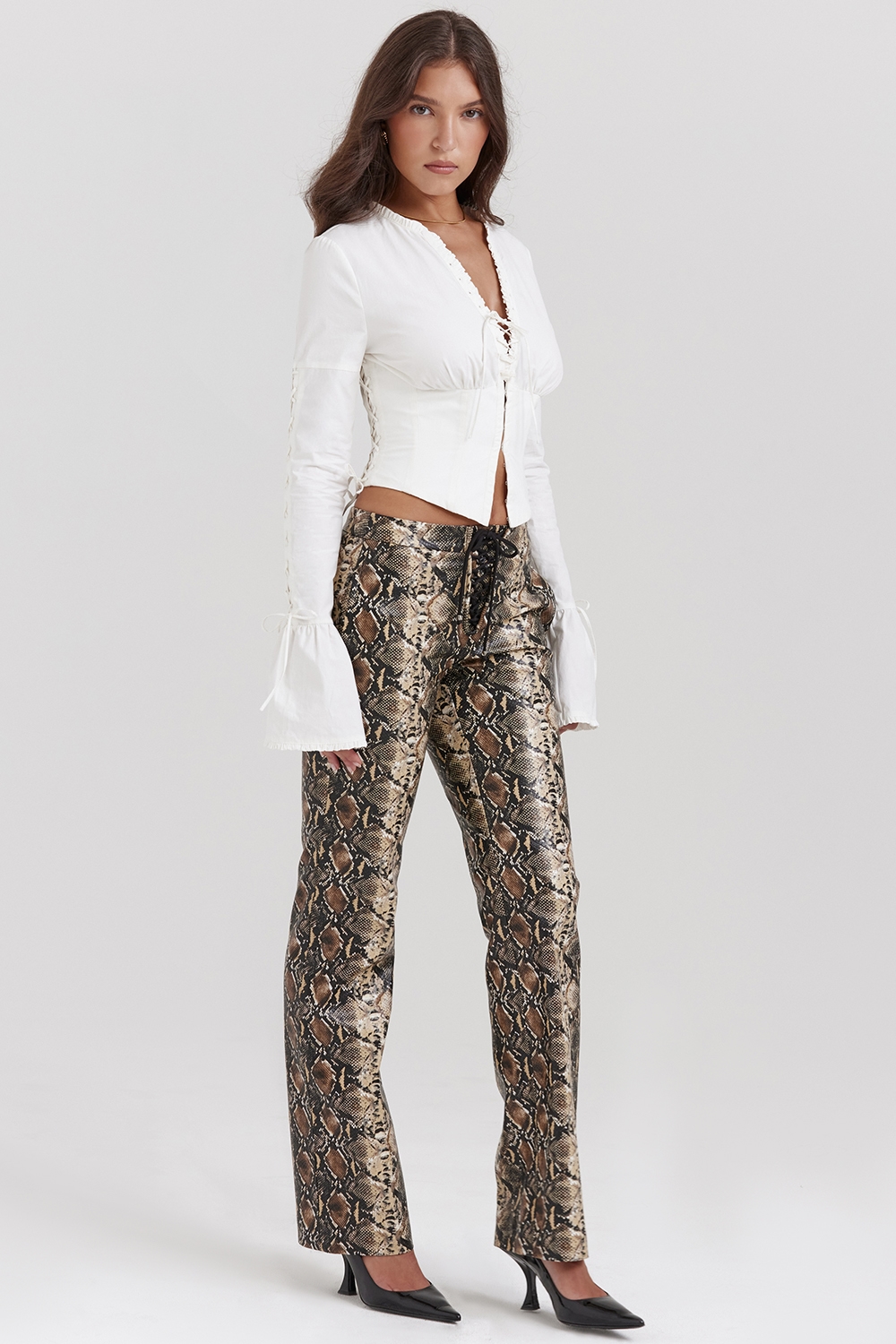Serina  Snake Print Vegan Leather Trousers — image 6