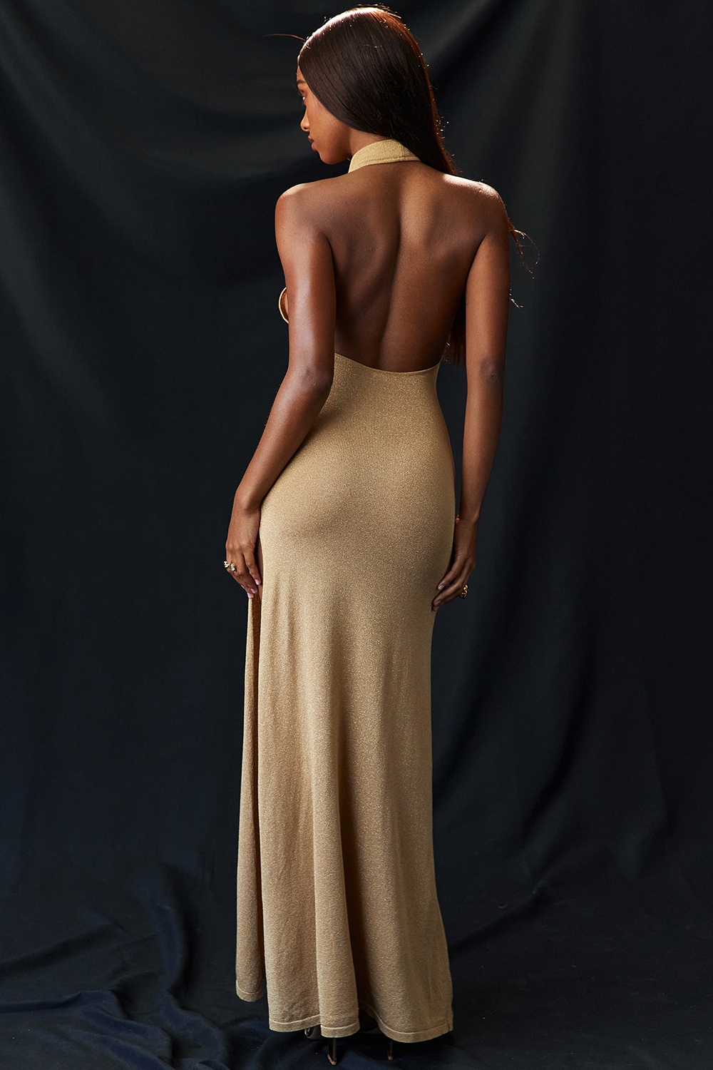 Selia  Gold Knit Maxi Dress — image 15