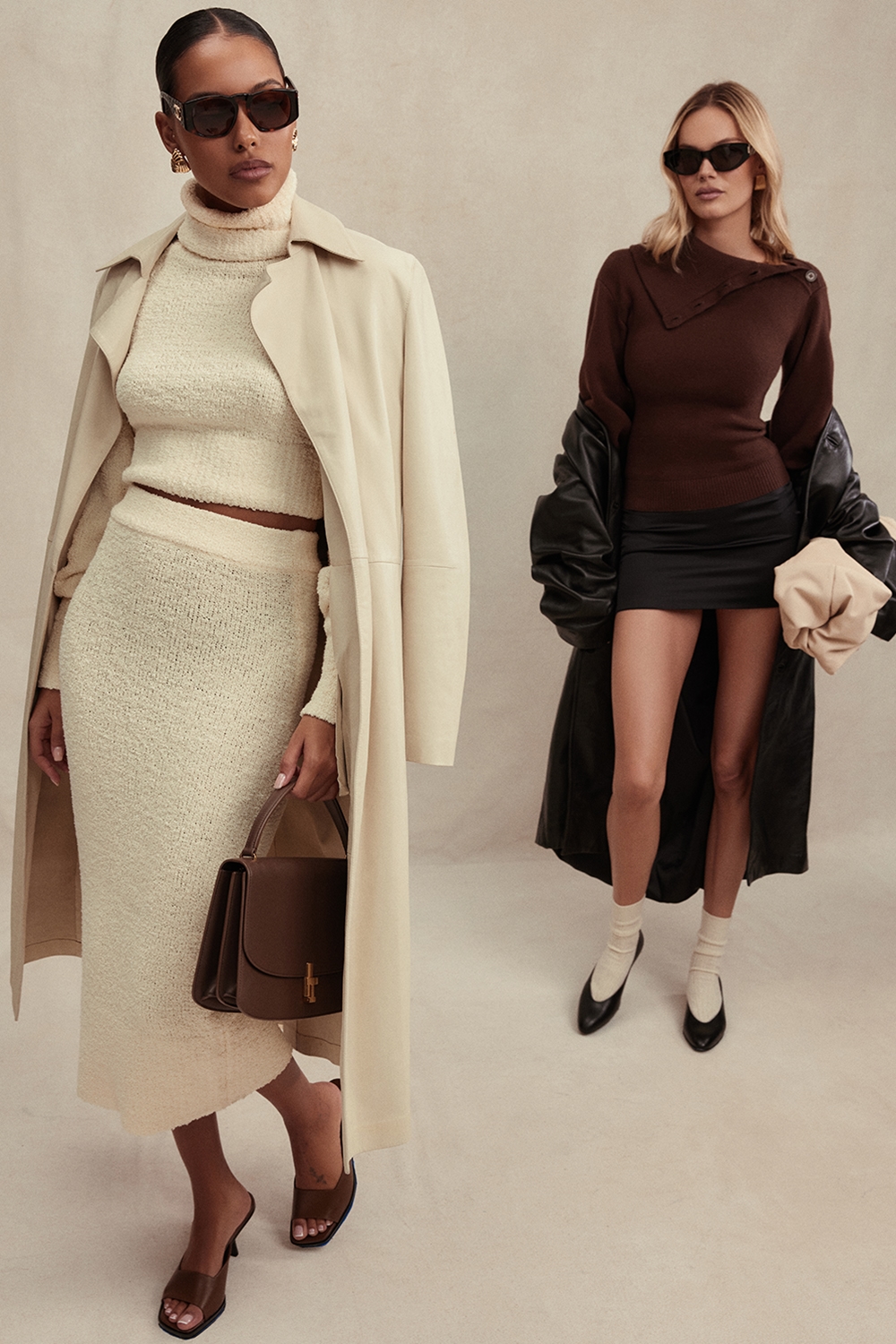Mishka  Cream Soft Boucle Knit Midi Skirt — image 8