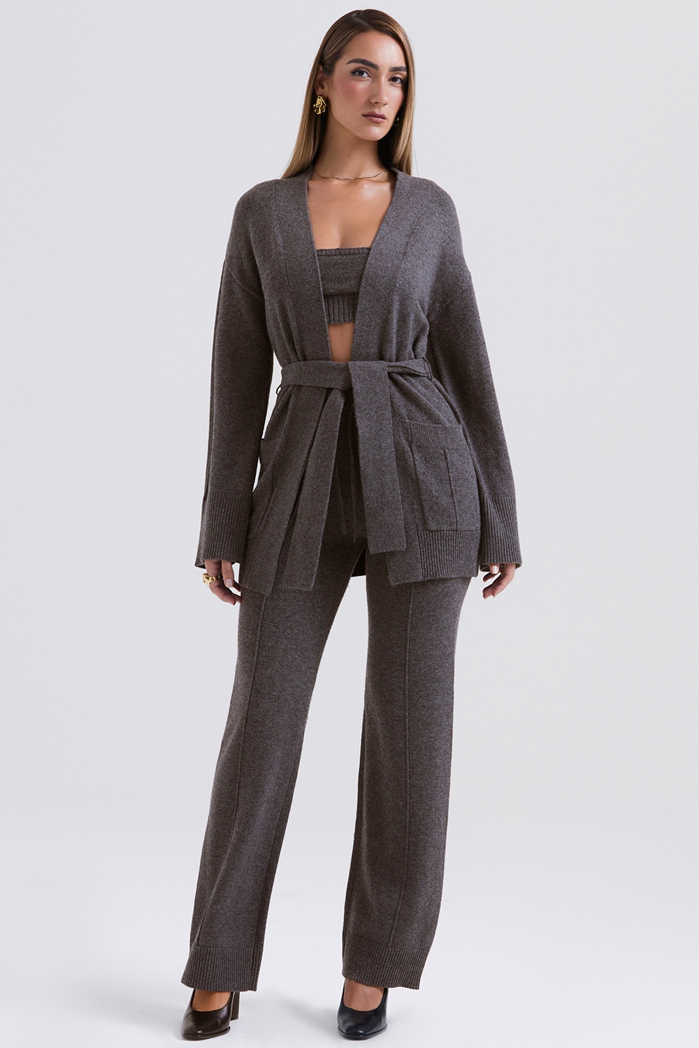Alaia  Charcoal Cashmere Blend Belted Cardigan — image 2