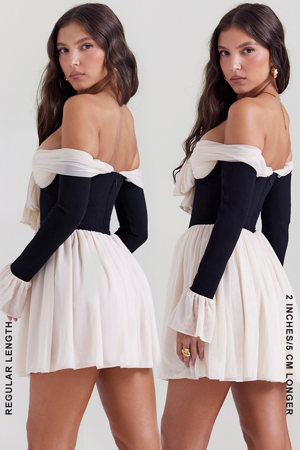 Alana  Black & Cream Off Shoulder Dress — image 11