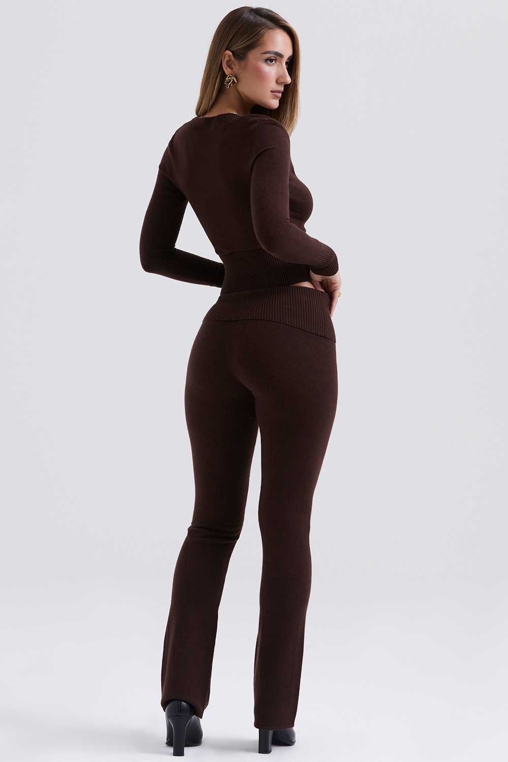 Ama  Chocolate Cashmere Blend Trousers — image 7