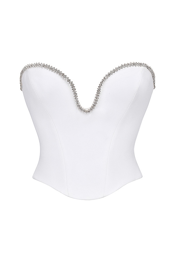 Mistress Rocks Ivory Crystal Trimmed Corset - SALE — image 9