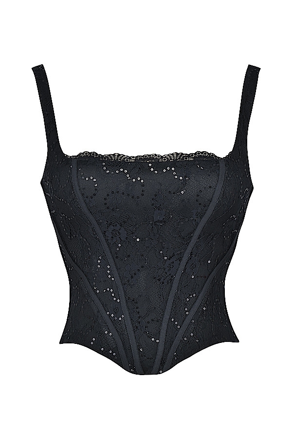 Mistress Rocks Black Lace Sequin Corset - SALE — image 12