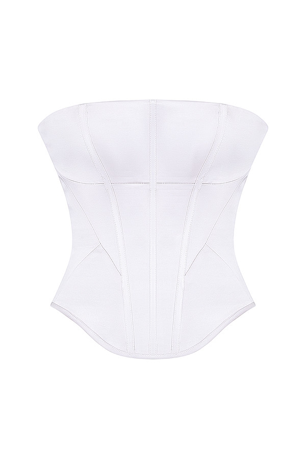 Mistress Rocks Silver Satin Strapless Corset - SALE — image 11