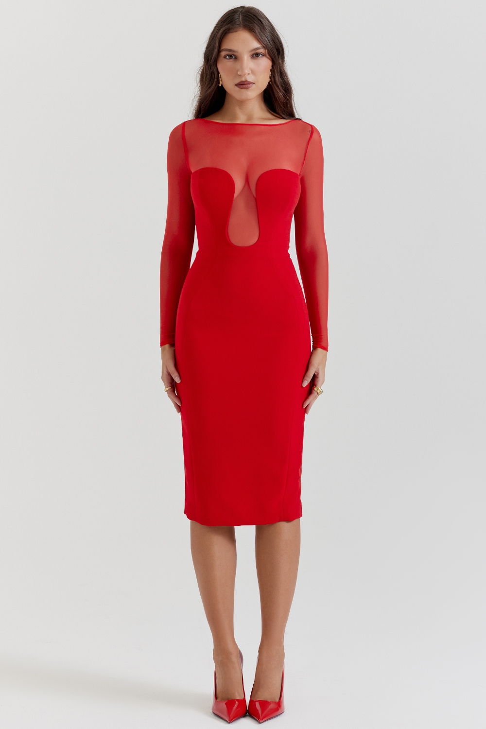 Darcy  Scarlet Plunge Midi Dress — image 3