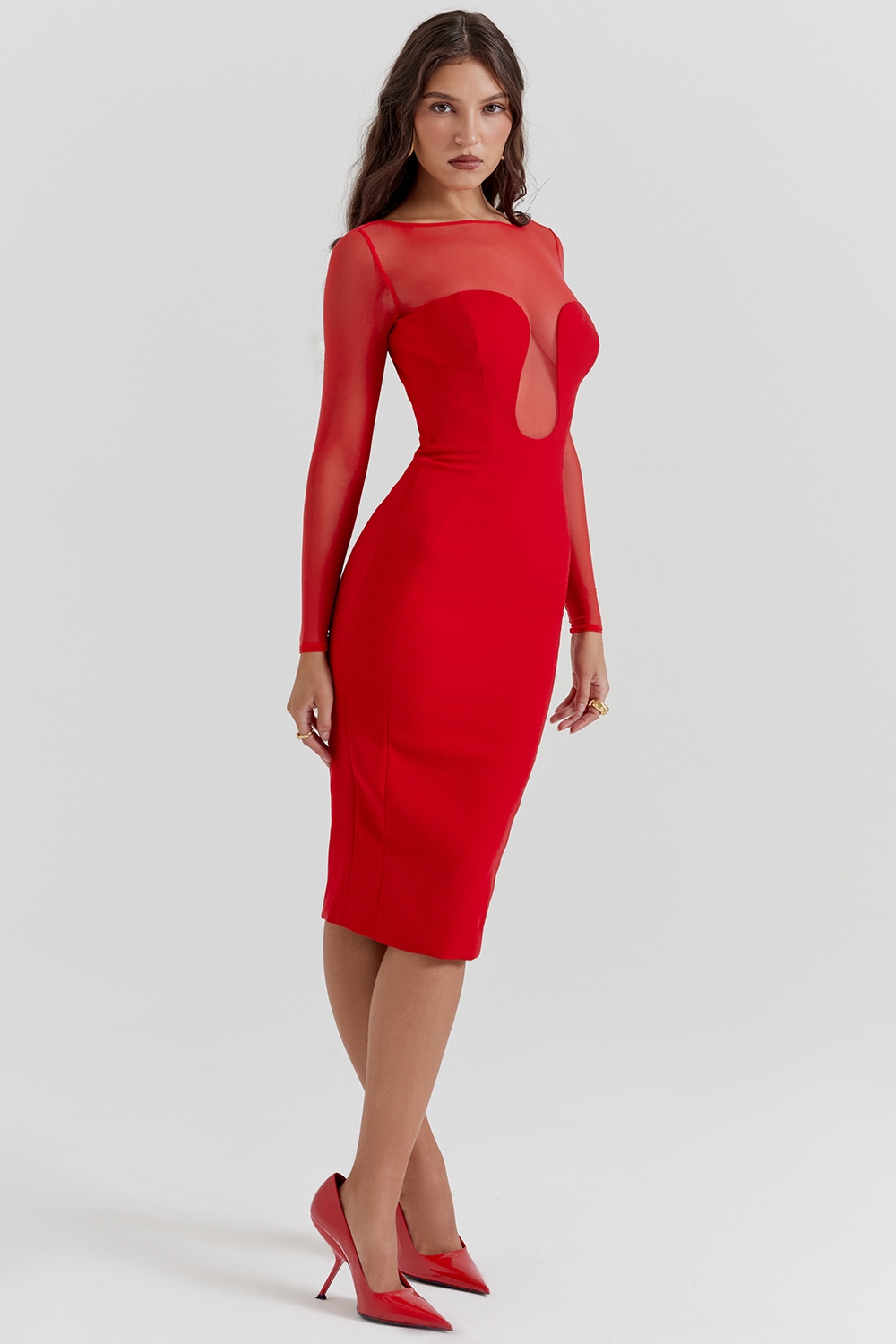 Darcy  Scarlet Plunge Midi Dress — image 9