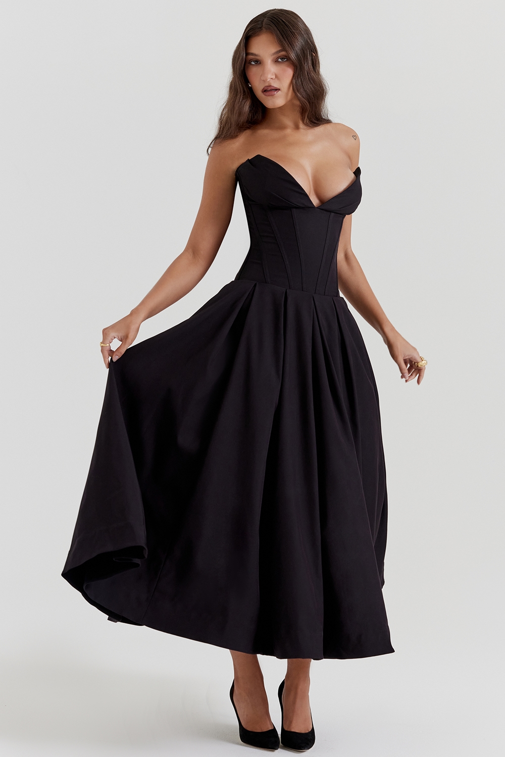 Lady  Black Strapless Midi Dress — image 3