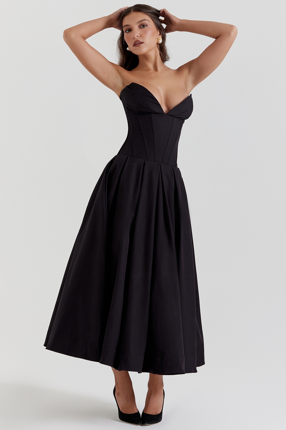 Lady  Black Strapless Midi Dress — image 5