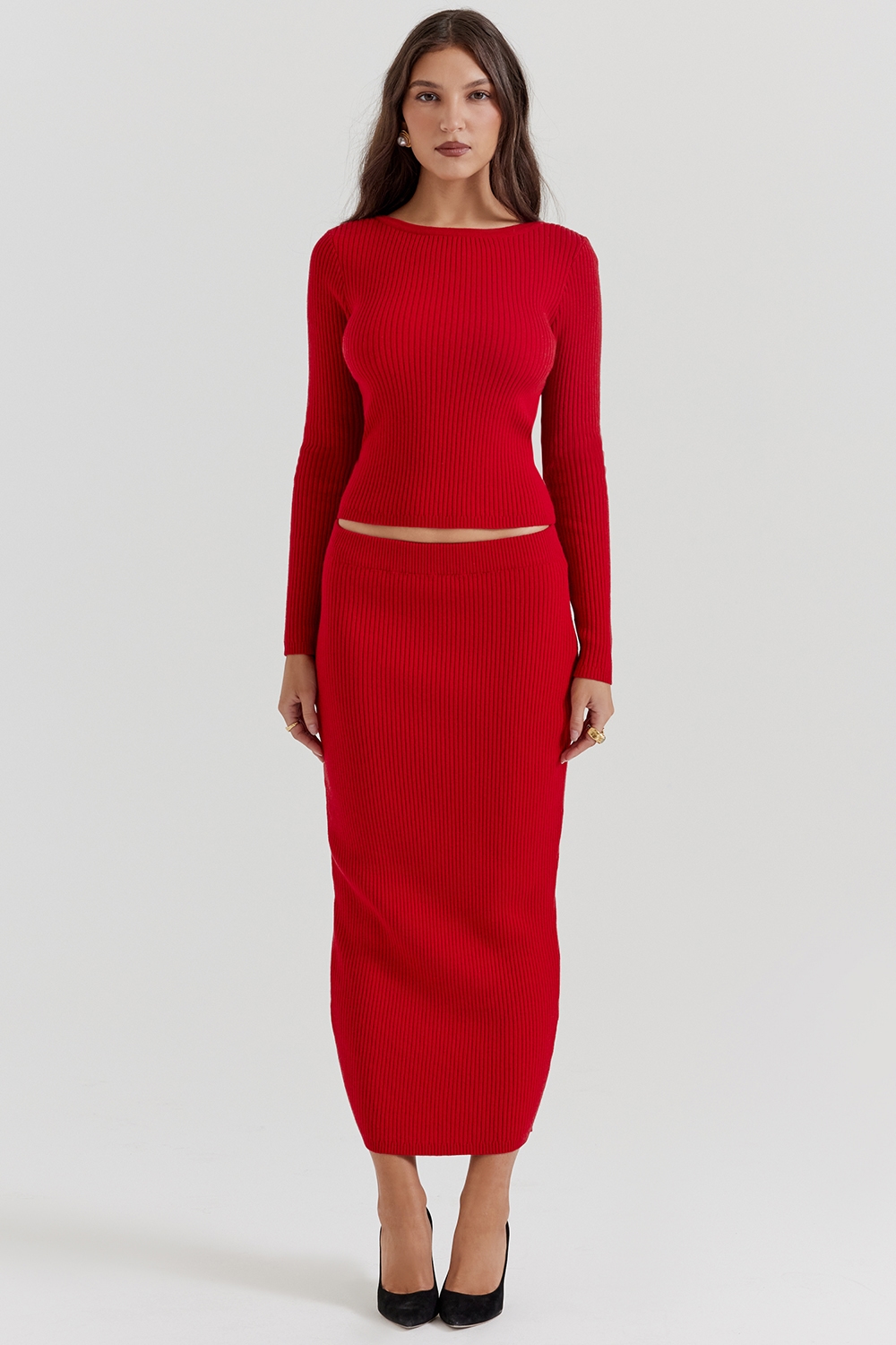 Lourdes  Scarlet Cashmere Blend Maxi Skirt — image 3