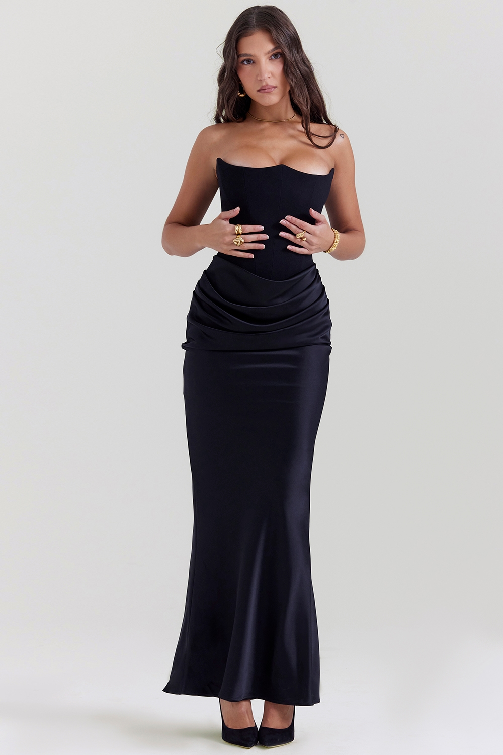 Persephone  Black Strapless Corset Dress — image 5