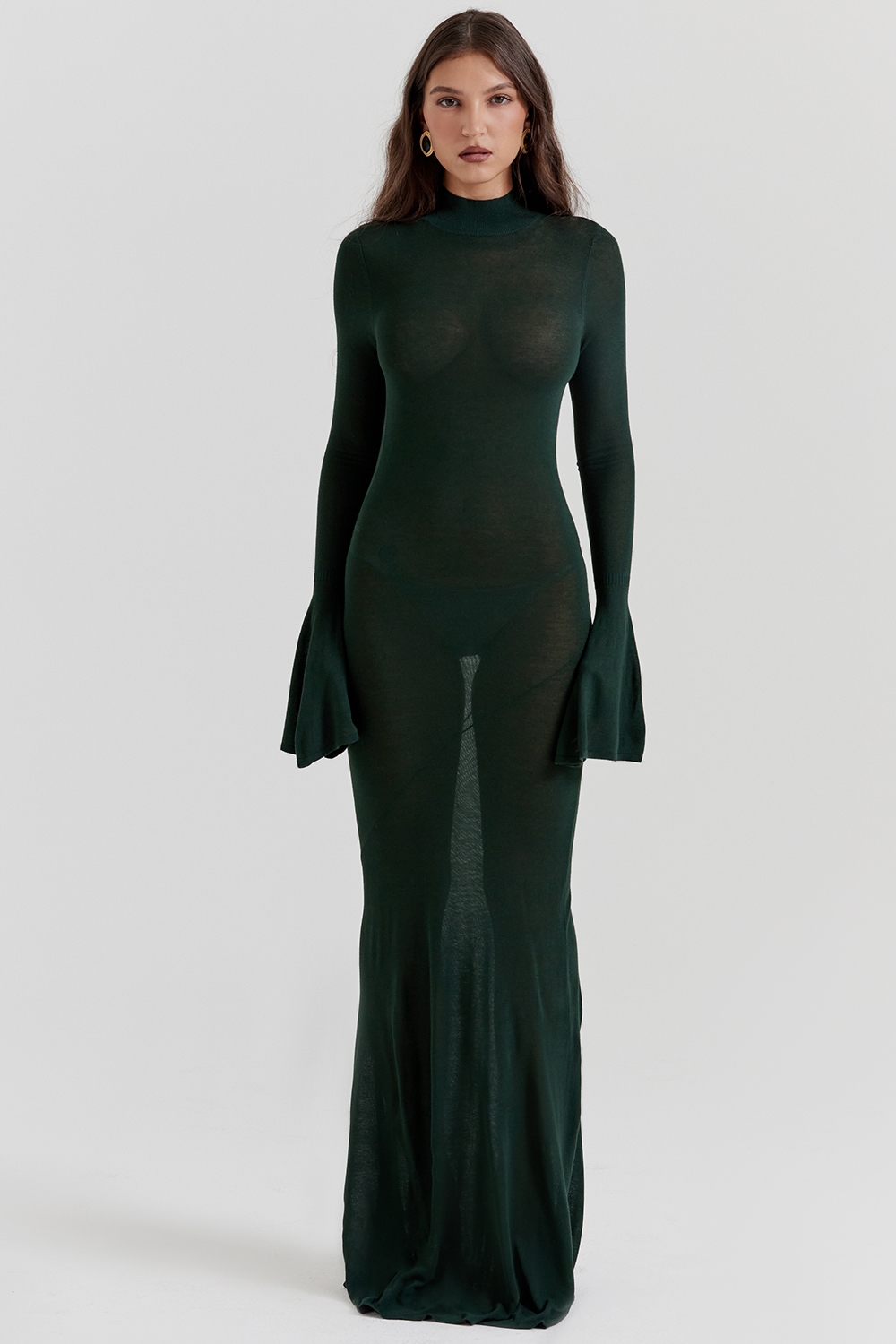 Sancha  Forest Green Knit Maxi Dress — image 3