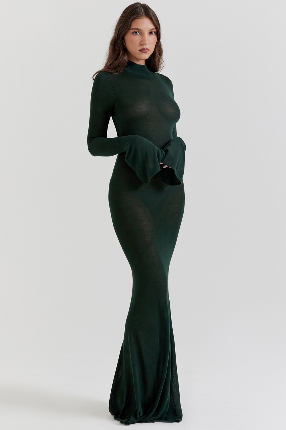 Sancha  Forest Green Knit Maxi Dress — image 6