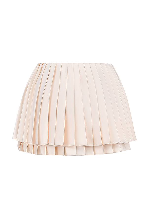 Emira  Ivory Pleated Mini Skirt — image 16