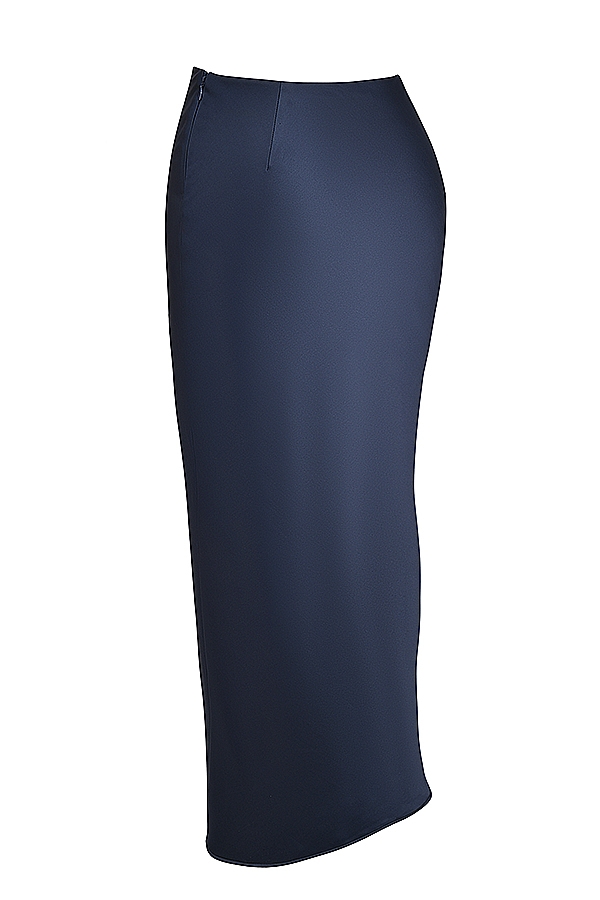 Charlene  Navy Satin Bias Cut Maxi Skirt — image 12