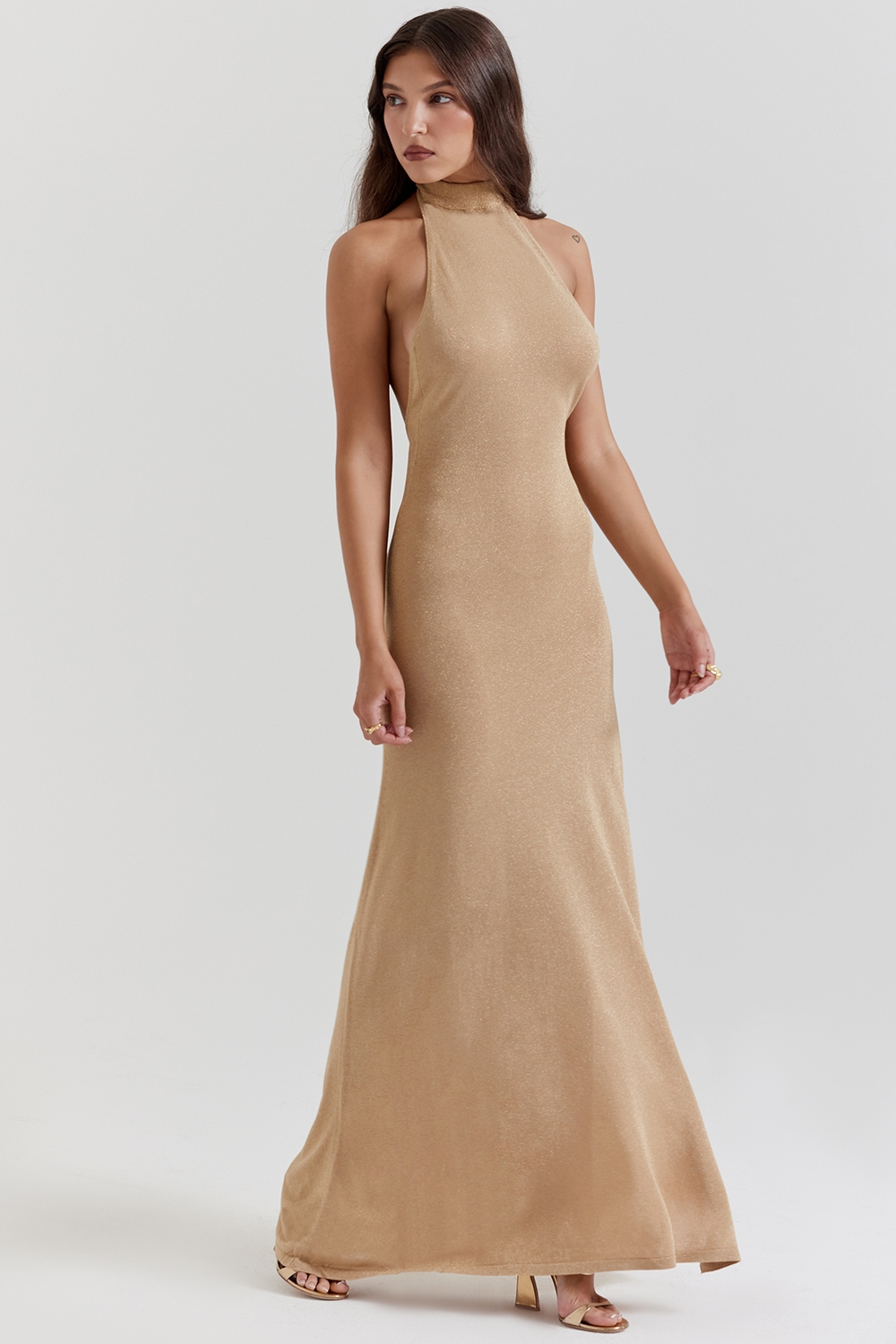 Selia  Gold Knit Maxi Dress — image 9