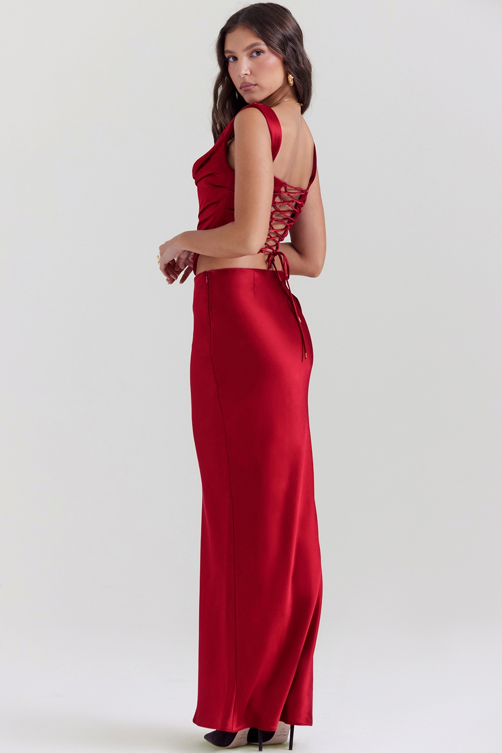 Sydel  Ruby Satin Bias Cut Maxi Skirt — image 7