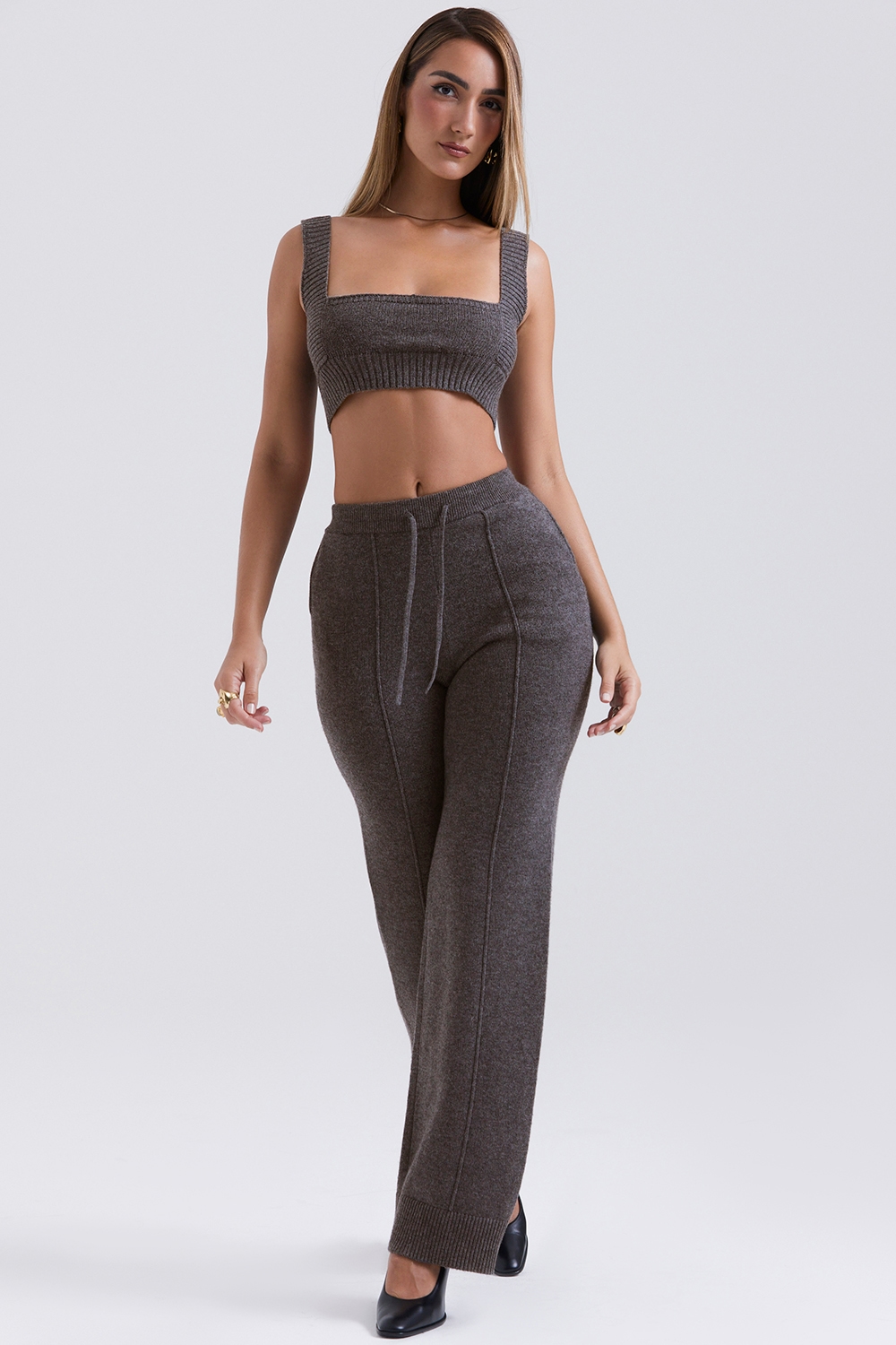 Yalina  Charcoal Cashmere Blend Trousers — image 3