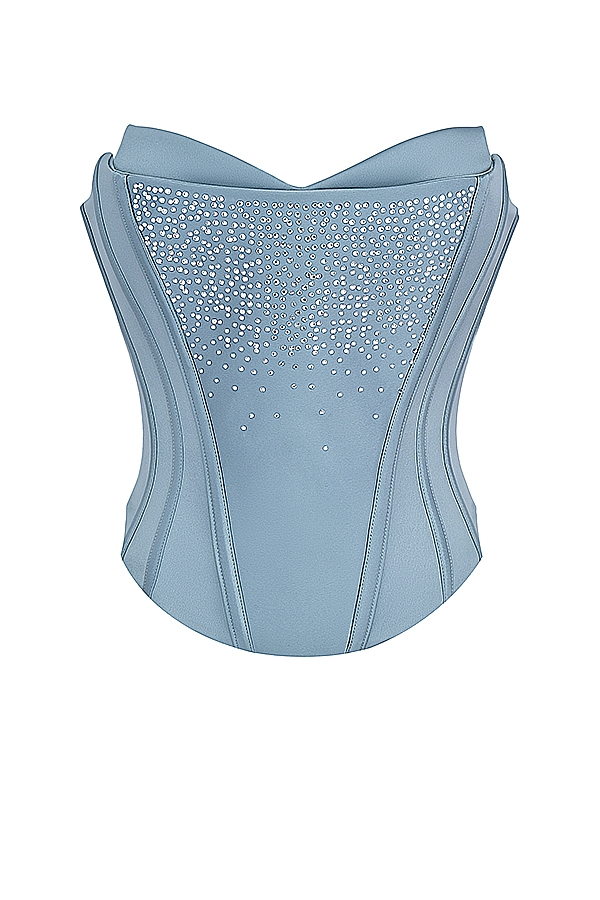 Nastassia  Cool Blue Embellished Satin Corset — image 12