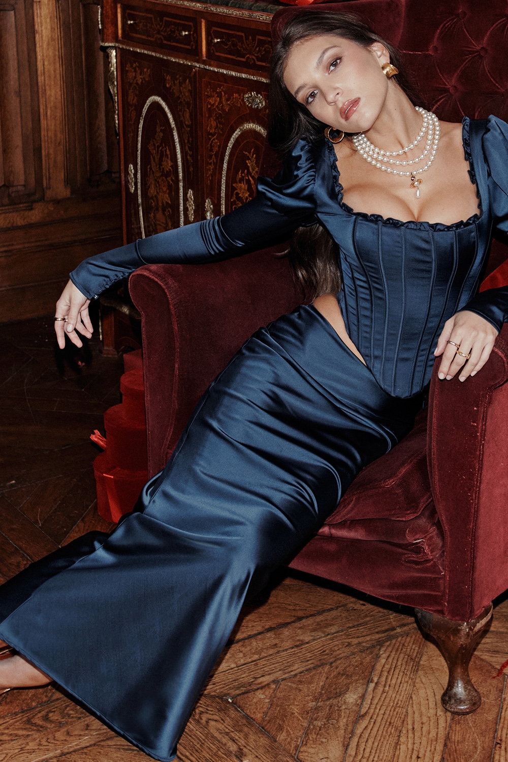 Dana  Navy Puff Sleeve Corset — image 9