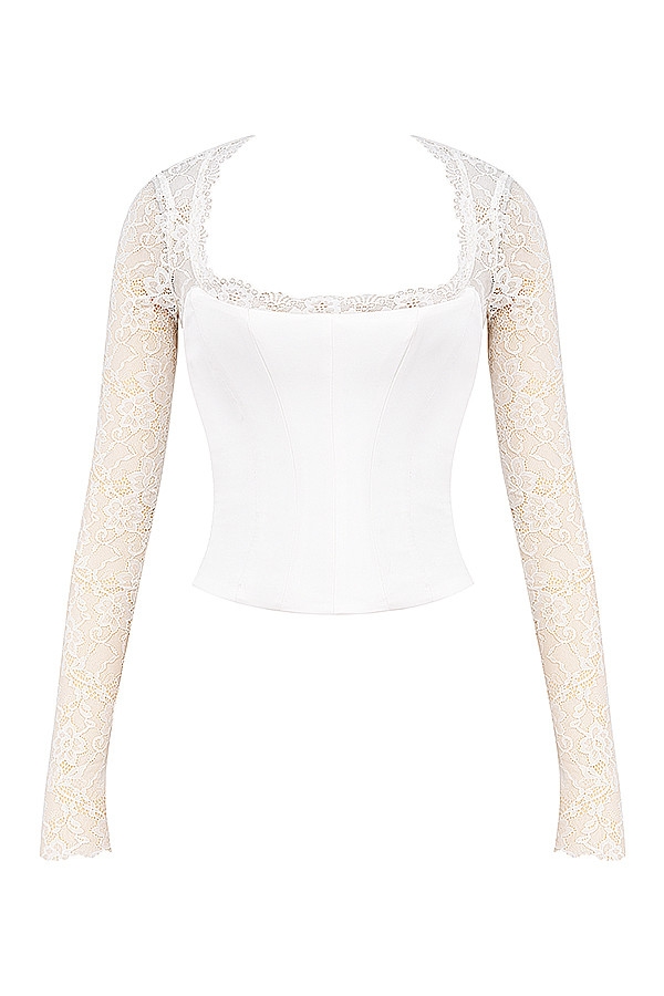 Mistress Rocks Ivory Satin & Lace Corset - SALE — image 12