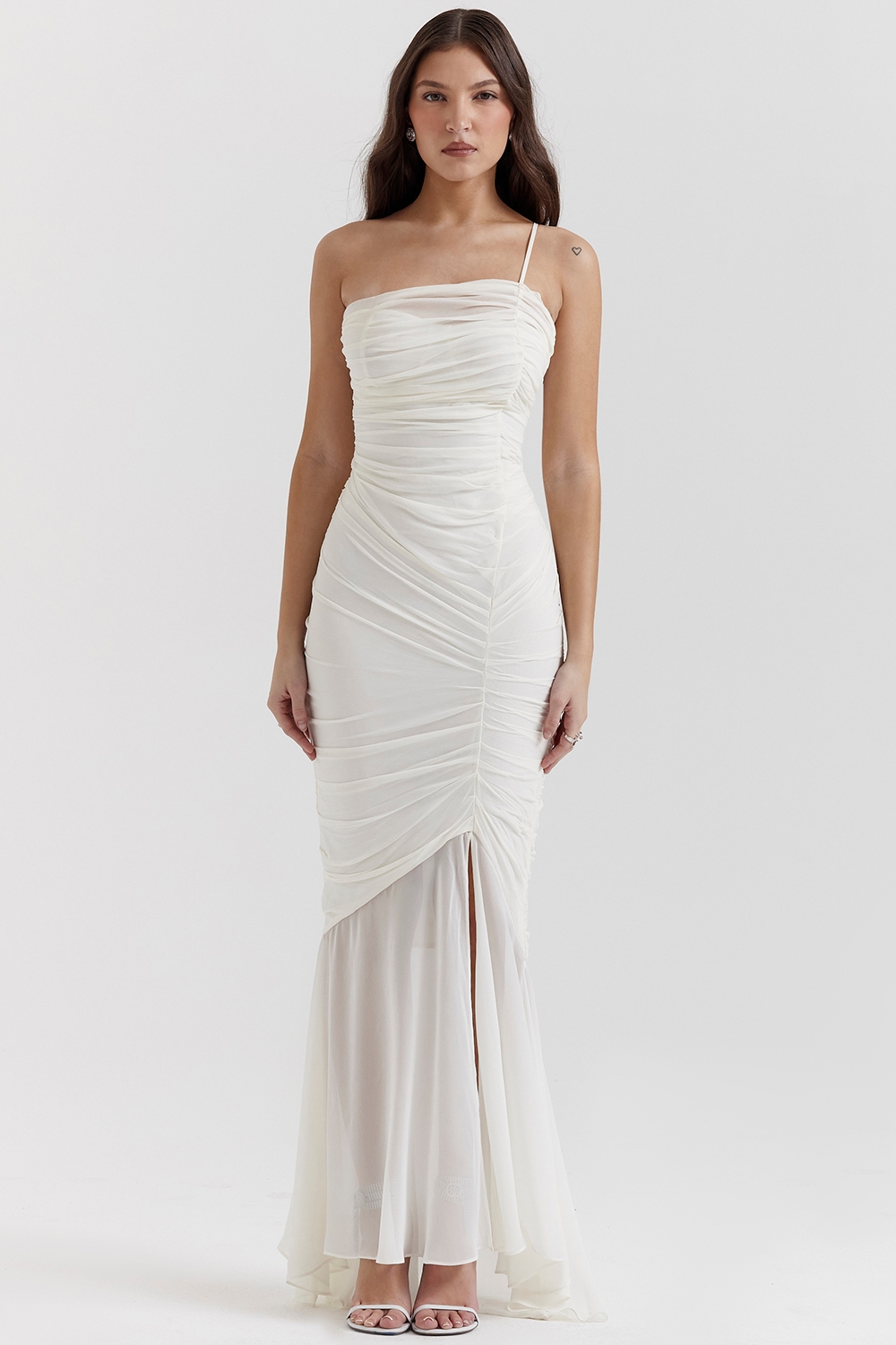 Pearla  Ivory Ruched Maxi Dress — image 3