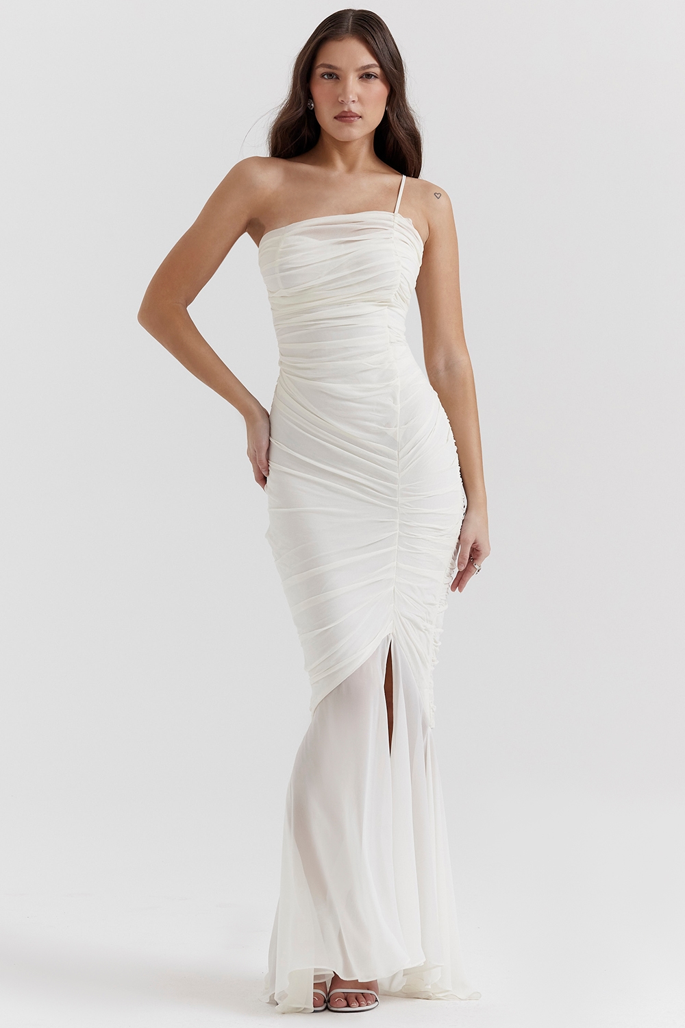 Pearla  Ivory Ruched Maxi Dress — image 5