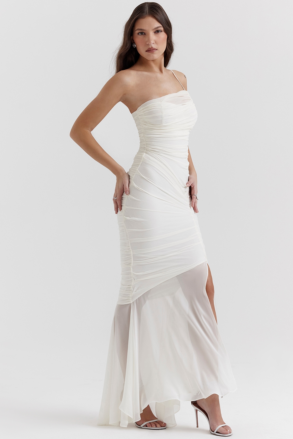 Pearla  Ivory Ruched Maxi Dress — image 7