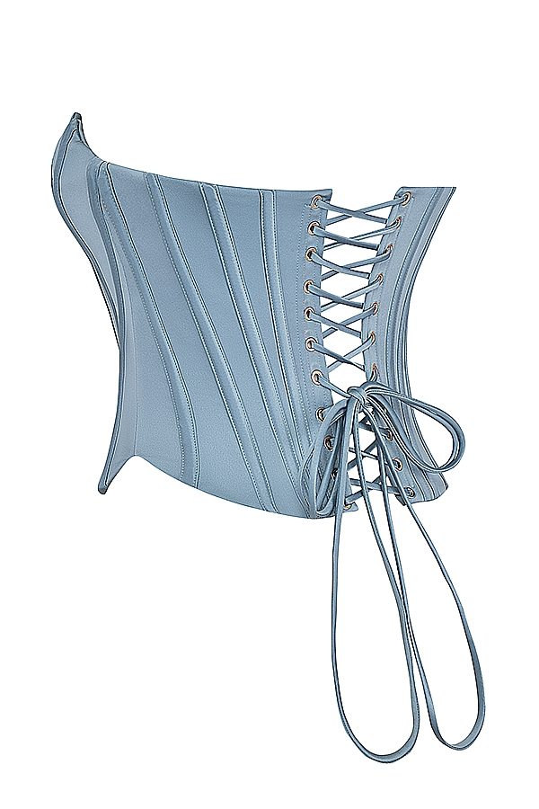 Nastassia  Cool Blue Embellished Satin Corset — image 13