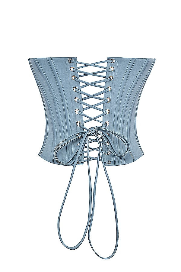 Nastassia  Cool Blue Embellished Satin Corset — image 14