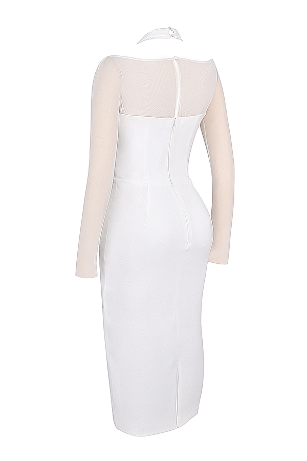 Yasmin  White Plunge Midi Dress — image 13