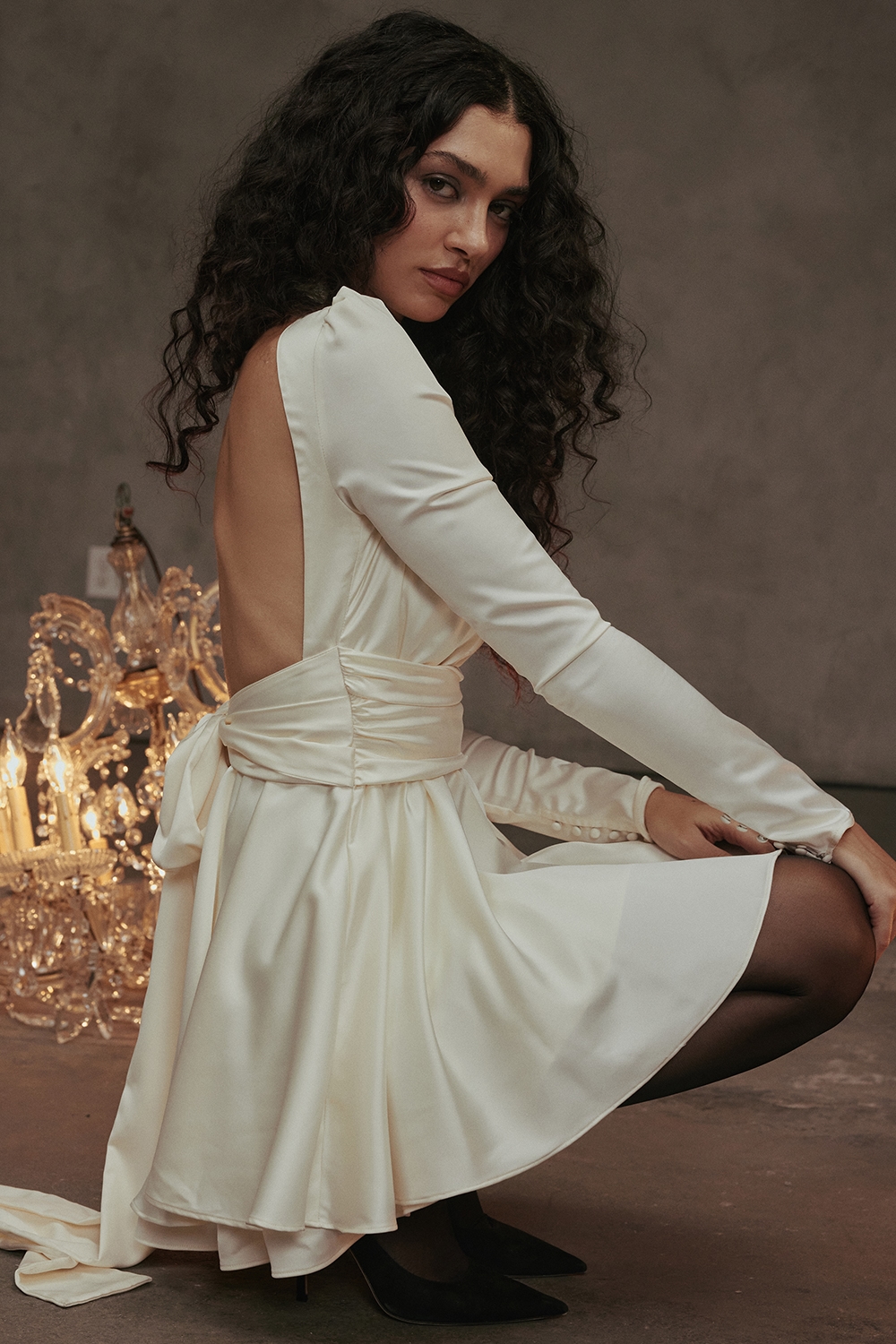 Aryana  Ivory Bow Mini Dress — image 2