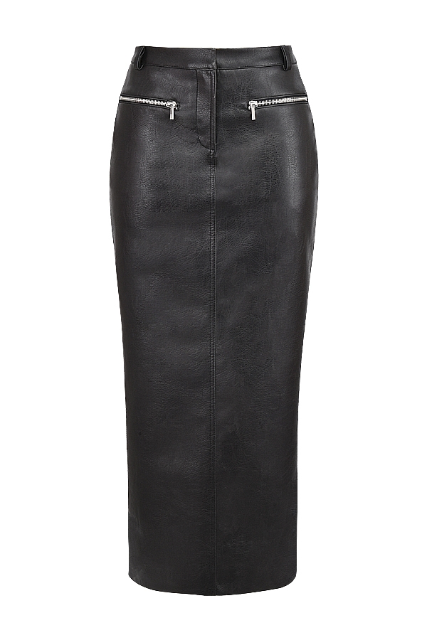 Tana  Black Vegan Leather Maxi Skirt — image 8