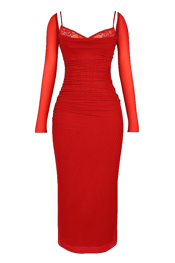 Katarina  Scarlet Long Sleeve Maxi Dress — image 13