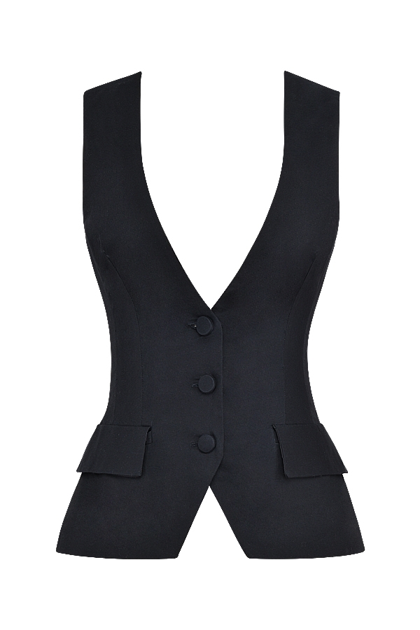 Juliet  Black Sleeveless Tuxedo Top — image 13