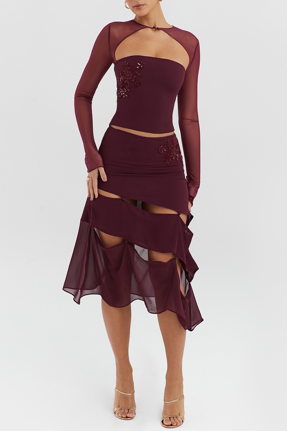 Mistress Rocks Black Cherry Embellished Top - SALE — image 3
